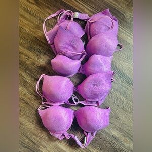 Delicates 5 Piece LOT Elegant Lace Women's Bra - Purple 34/36 Size